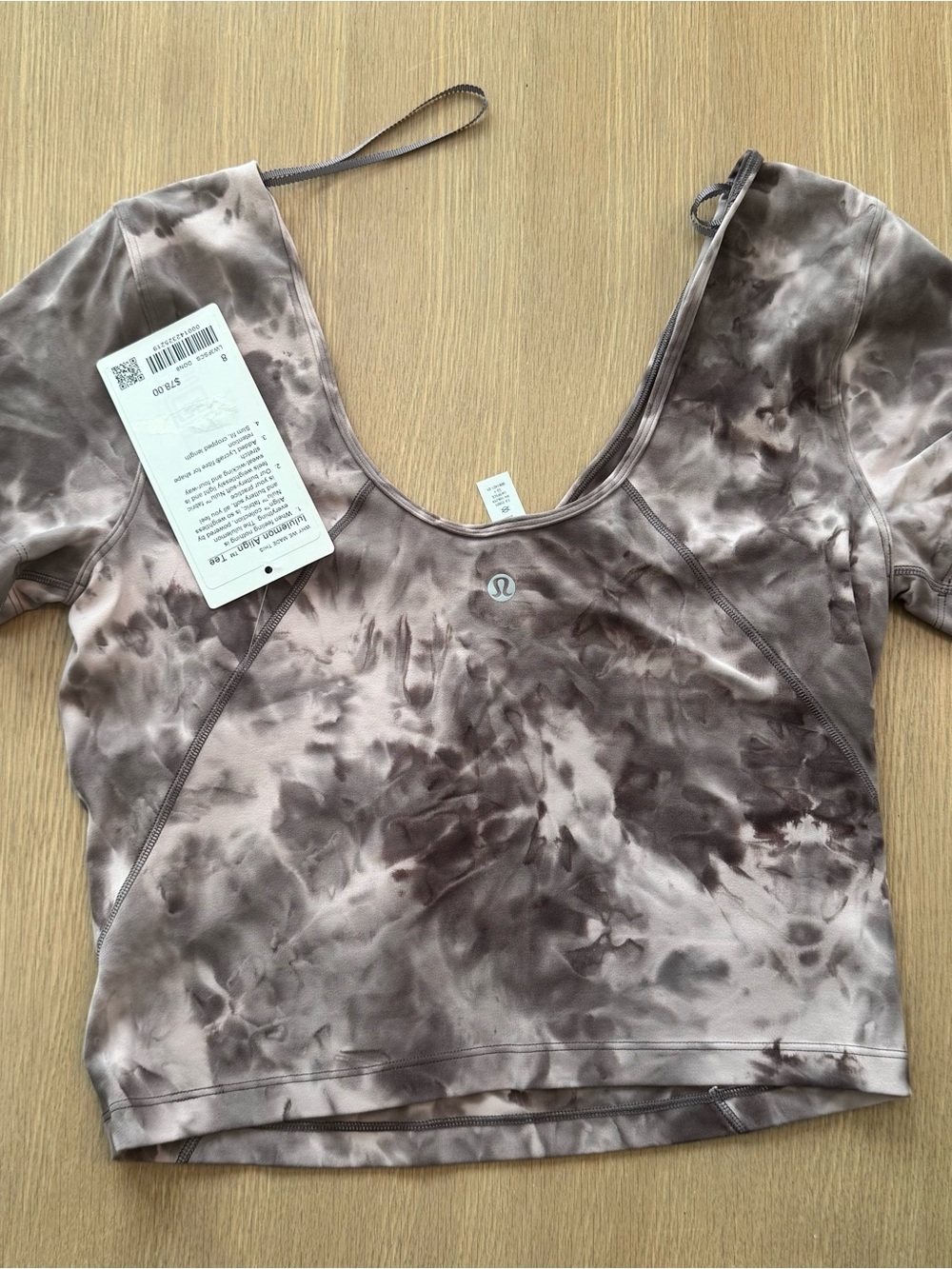 lululemon athletica Brown Tie-Dye Scoop Neck Crop Top